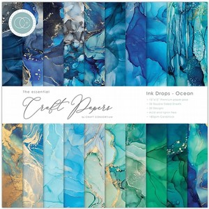    12*12 The Essential Craft Papers - Ink Drops - Ocean