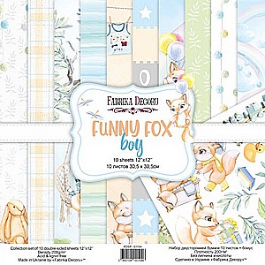 מארז דפי קארדסטוק מעוצבים FUNNY FOX BOY 12"X12" מארז דפי קארדסטוק מעוצבים FUNNY FOX BOY 12"X12"