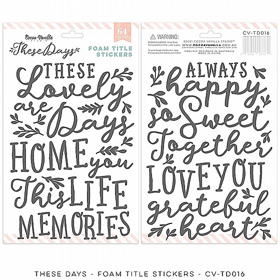 THESE DAYS � FOAM TITLE STICKERS