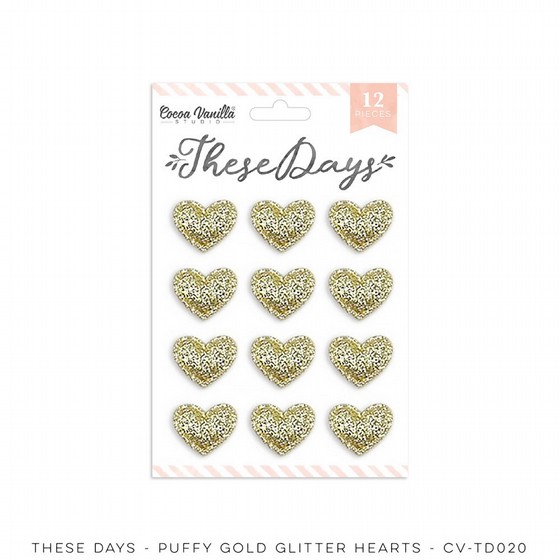 THESE DAYS  GOLD GLITTER PUFFY HEARTS