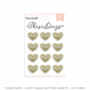 THESE DAYS  GOLD GLITTER PUFFY HEARTS
