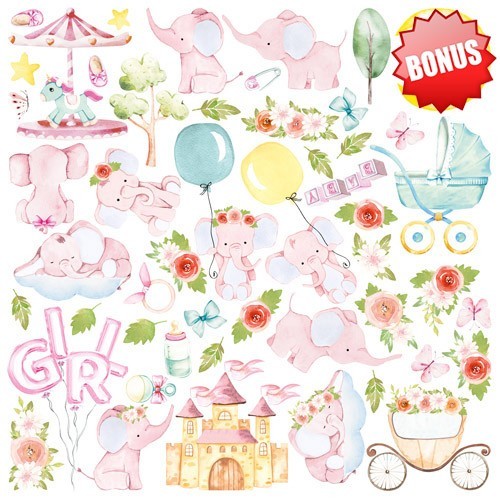 ���� ��� �������� ������� 12*12 ���� MY CUTE BABY ELEPHANT GIRL