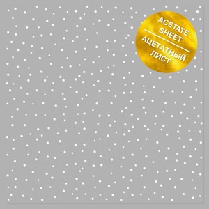 ACETATE SHEET WITH WHITE FOIL PATTERN WHITE DROPS 12"X12"