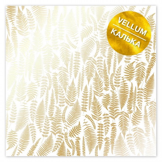 GOLD FOILED VELLUM SHEET GOLDEN FERN12"X12