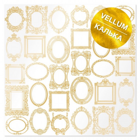 GOLD FOILED VELLUM SHEET GOLDEN FRAMES 12"X12
