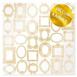GOLD FOILED VELLUM SHEET GOLDEN FRAMES 12"X12