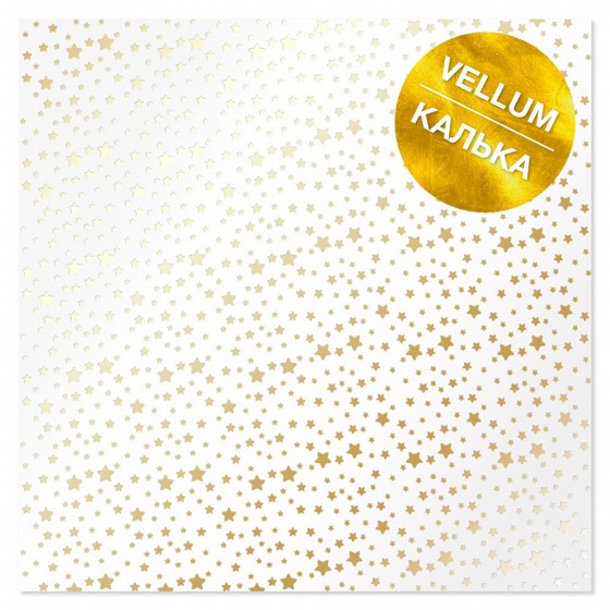 GOLD FOILED VELLUM SHEET "GOLDEN STARS 12"X12
