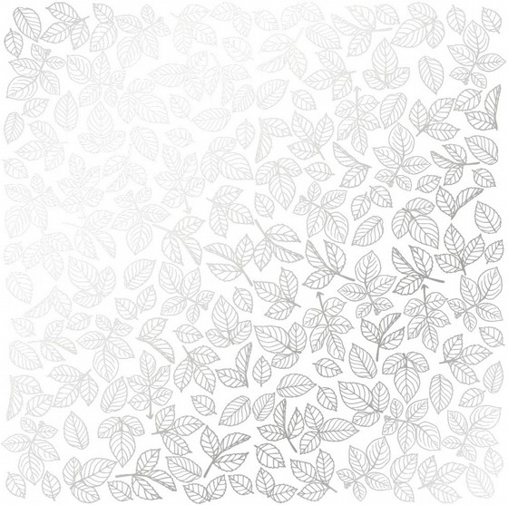 �� �������� ����� SHEET OF SINGLE-SIDED PAPER EMBOSSED BY SILVER FOIL SILVER ROSE LEAVES