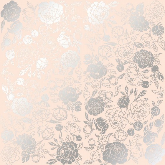 �� �������� ����� SHEET OF SINGLE-SIDED PAPER EMBOSSED BY SILVER FOIL SILVER PEONY PASSION