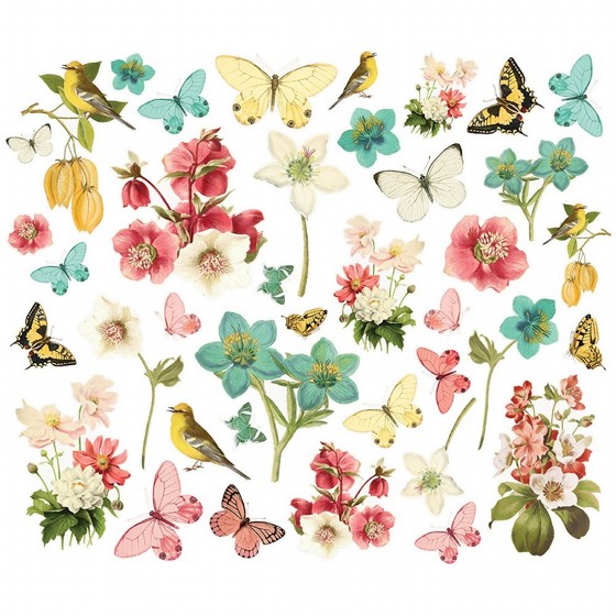 ���� ������ ���� �������� SIMPLE VINTAGE COTTAGE FIELDS  FLORAL BITS & PIECES