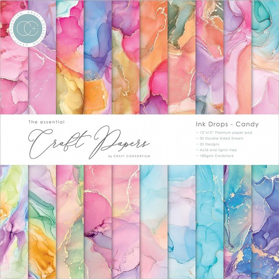 ���� ��� �������� 12*12  The Essential Craft Papers - Ink Drops - Cand