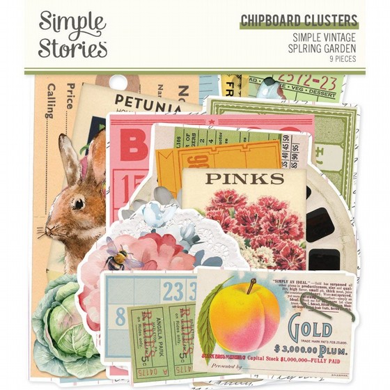 ���� ������ ������� �����  Simple Vintage Spring Garden Collection - Chipboard Clusters