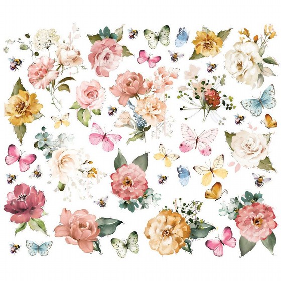 ���� ������ �������� �����  Simple Stories - Simple Vintage Spring Garden Collection - Ephemera - Floral Bits & Pieces 