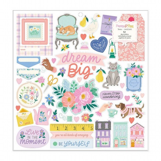 ���� ������ ��� ��� ��� Bea Valint - Poppy and Pear Collection - Stickers - 12 x 12 Foam Stickers