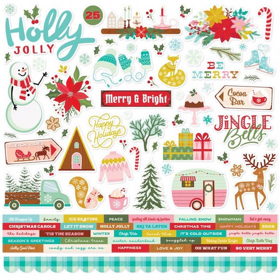 ���� ������ �������� 12*12 ���� ����� Snow Pine Lodge - Cardstock Stickers
