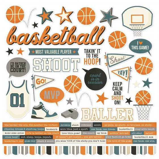 ���� ������ �������� 12*12 ���� ����� Basketball Cardstock Stickers