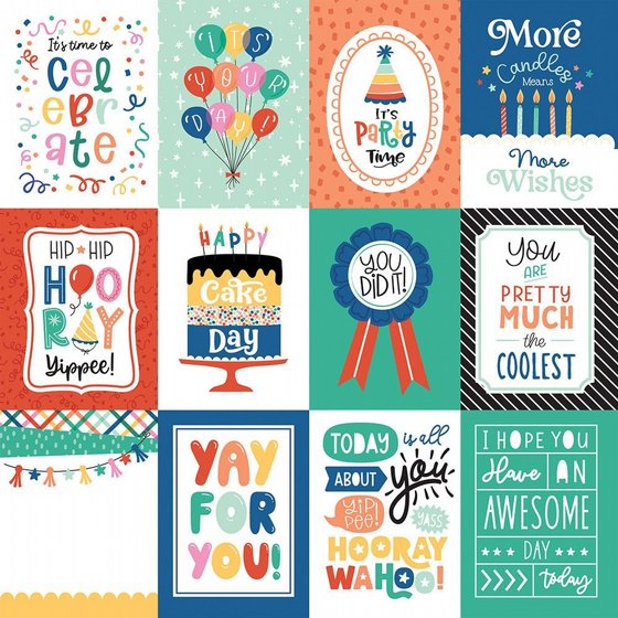 �� �������� ����� 12*12 ���� �������� �������� Hip Hip Hooray  3x4 Journaling Cards 