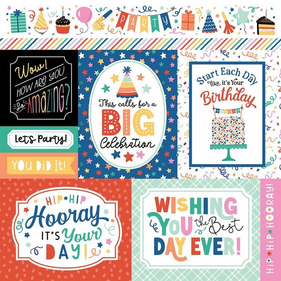 �� �������� ����� 12*12 ���� �� ����� �������� �������� Hip Hip Hooray  Multi Journaling Cards