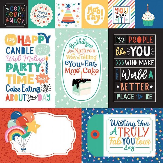 �� �������� ����� 12*12 ���� �������� ��������  Hip Hip Hooray Mixed Journaling Cards