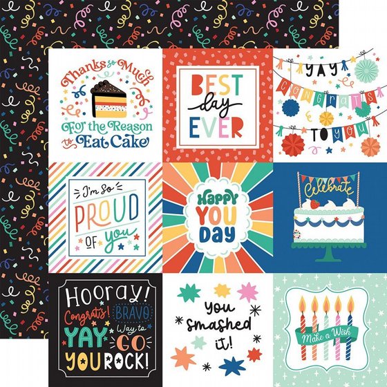 �� �������� ����� 12*12 ���� ��������  Hip Hip Hooray  4x4 Journaling Cards