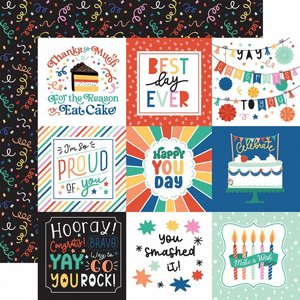 דף קארדסטוק מעוצב 12*12 אינץ' ג'ורנלינג Hip Hip Hooray 4x4 Journaling Cards דף קארדסטוק מעוצב 12*12 אינץ' ג'ורנלינג Hip Hip Hooray 4x4 Journaling Cards