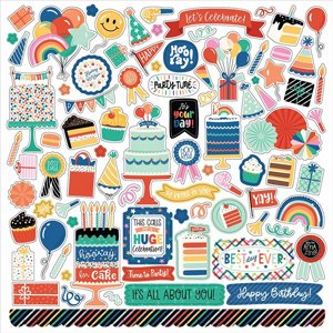 גליון מדבקות קארדסטוק מעוצבות Hip Hip Hooray Collection Element Sticker גליון מדבקות קארדסטוק מעוצבות Hip Hip Hooray Collection Element Sticker