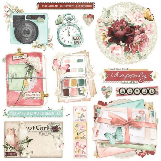 ������ ������� ������ ����� Simple Vintage Love Story - Chipboard Clusters