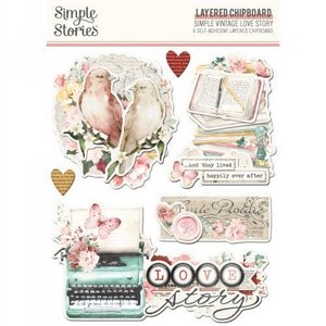 חיתוכי צ'יפבורד מסדרת SIMPLE STORIES Simple Vintage Love Story Layered Chipboard חיתוכי צ'יפבורד מסדרת SIMPLE STORIES Simple Vintage Love Story Layered Chipboard