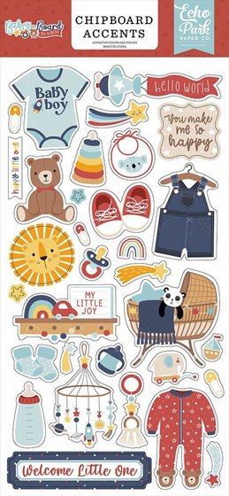 ���� ������ ������� ����� Baby On Board - Boy 6x13 Chipboard Accents