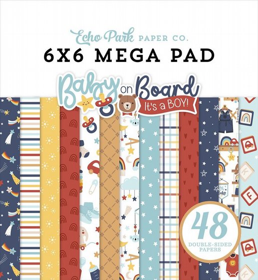 ���� ��� �������� ������� 6*6 ���� �� ����� ����� Baby On Board  Boy Collection 6 x 6 Mega Paper Pad