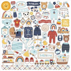 ����� ������ �������� ������� 12*12 ����'  Baby On Board Boy Element Sticker Collection 12 x 12 Cardstock Stickers