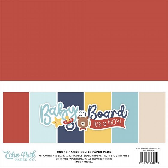 ���� ��� �������� ���� 12*12 ���� ����� Baby On Board  Boy Collection   12 x 12 Paper Pack   Solids