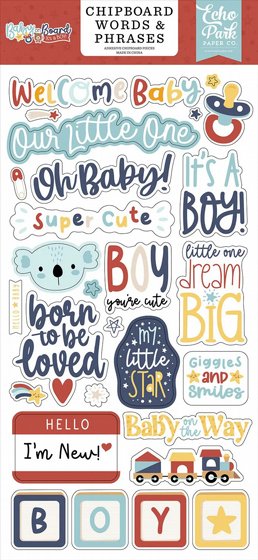 ���� ������ ������� ����� Baby On Board Boy 6" x 13" Chipboard Words & Phrases  Echo Park