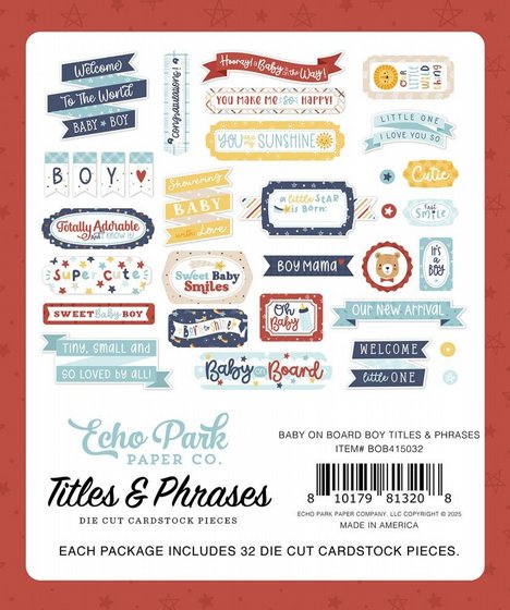 ������ �������� �������� ����� Baby On Board - Boy Collection  Ephemera Boy Titles And Phrases