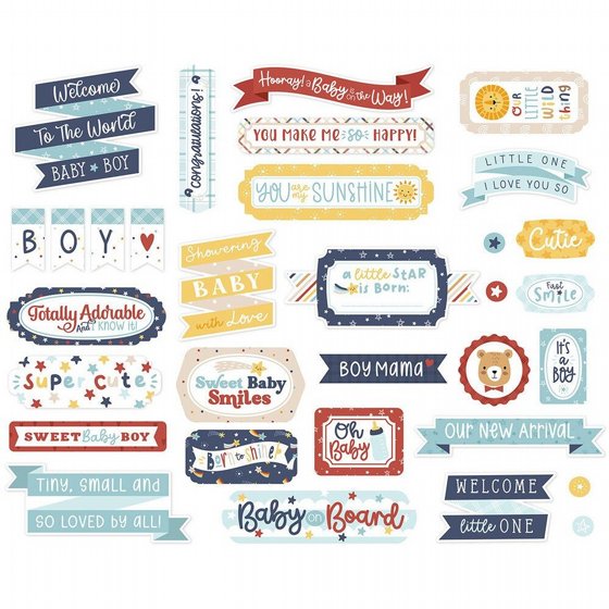 ������ �������� �������� ����� Baby On Board - Boy Collection  Ephemera Boy Titles And Phrases