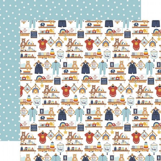 �� �������� ����� �� ���� 12*12 ���� ����� Baby On Board - Boy: Baby Boy Nursery 12x12 Patterned Paper 