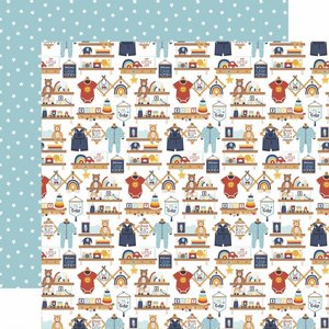 דף קארדסטוק מעוצב דו צדדי 12*12 אינץ' מסדרת Baby On Board - Boy: Baby Boy Nursery 12x12 Patterned Paper דף קארדסטוק מעוצב דו צדדי 12*12 אינץ' מסדרת Baby On Board - Boy: Baby Boy Nursery 12x12 Patterned Paper