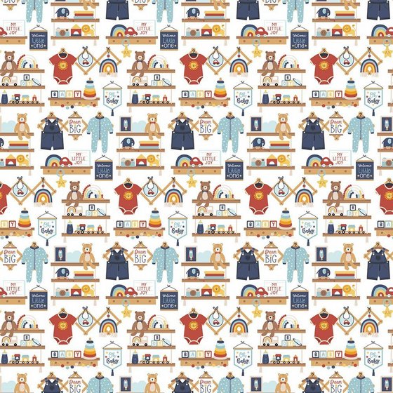 �� �������� ����� �� ���� 12*12 ���� ����� Baby On Board - Boy: Baby Boy Nursery 12x12 Patterned Paper 