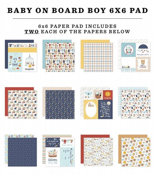 ���� ��� �������� ������� 6*6 ���� �� ����� ����� Baby On Board  Boy Collection 24  6 x 6 Paper Pad