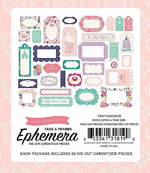 ONCE UPON A TIME PRINCESS FRAMES & TAGS EPHEMERA