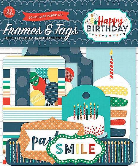 HAPPY BIRTHDAY BOY FRAMES & TAGS EPHEMERA