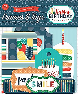 HAPPY BIRTHDAY BOY FRAMES & TAGS EPHEMERA