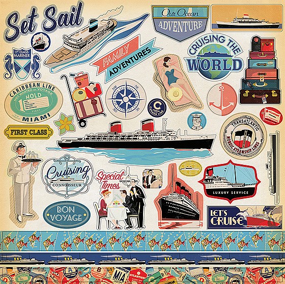 ����� ����� - Carta Bella Paper - Lets Cruise Collection - 12 x 12 Cardstock Stickers