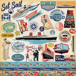 ����� ����� - Carta Bella Paper - Let's Cruise Collection - 12 x 12 Cardstock Stickers