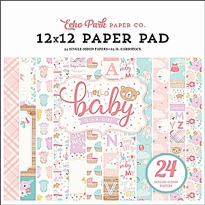 מארז דפי קארדסטוק HELLO BABY GIRL 12X12 PAPER PAD מארז דפי קארדסטוק HELLO BABY GIRL 12X12 PAPER PAD