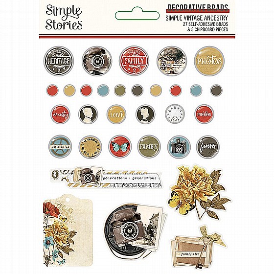 Simple Vintage Ancestry Collection - Decorative Brads