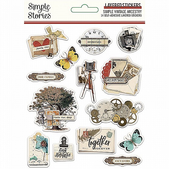 Simple Vintage Ancestry Collection - Layered Stickers