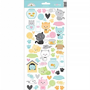 ������ ������ - Doodlebug Design - Kitten Smitten Collection - Cardstock Stickers - Icons