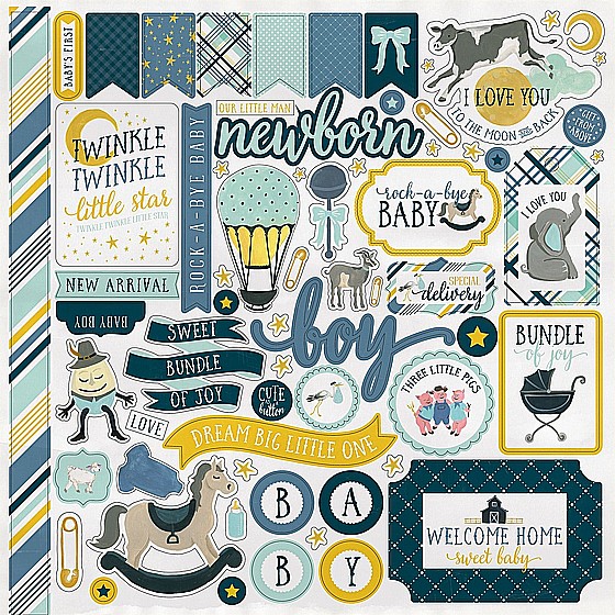 ROCK-A-BYE BABY BOY STICKER SHEET