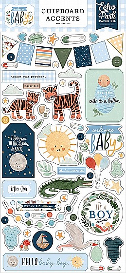 ���� ������ WELCOME BABY BOY 6X13 CHIPBOARD ACCENTS